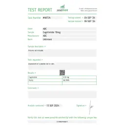 Cagrilintide Lab Test Certificate September 2024 showing 9.39mg result