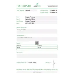 Epitalon Lab Test Certificate March 2024 showing 54.46mg result