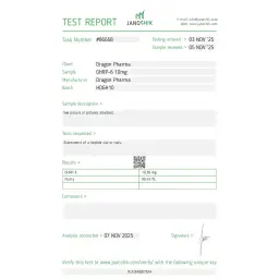 GHRP-6 Lab Test Certificate November 2025 showing 10.38mg result