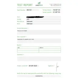 HCG 2500 IU Lab Test Certificate September 2023 showing 2976 IU result