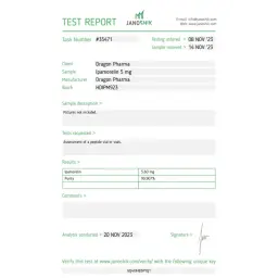 Ipamorelin Lab Test Certificate November 2023 showing 5.60mg result
