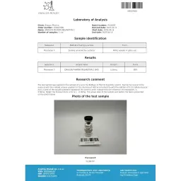 Melanotan 2 5mg Lab Test Certificate April 2025 showing 5.56mg result