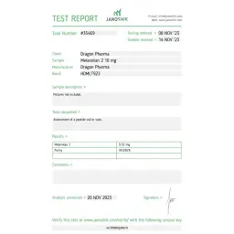 Melanotan 2 Lab Test Certificate November 2023 showing 9.52mg result